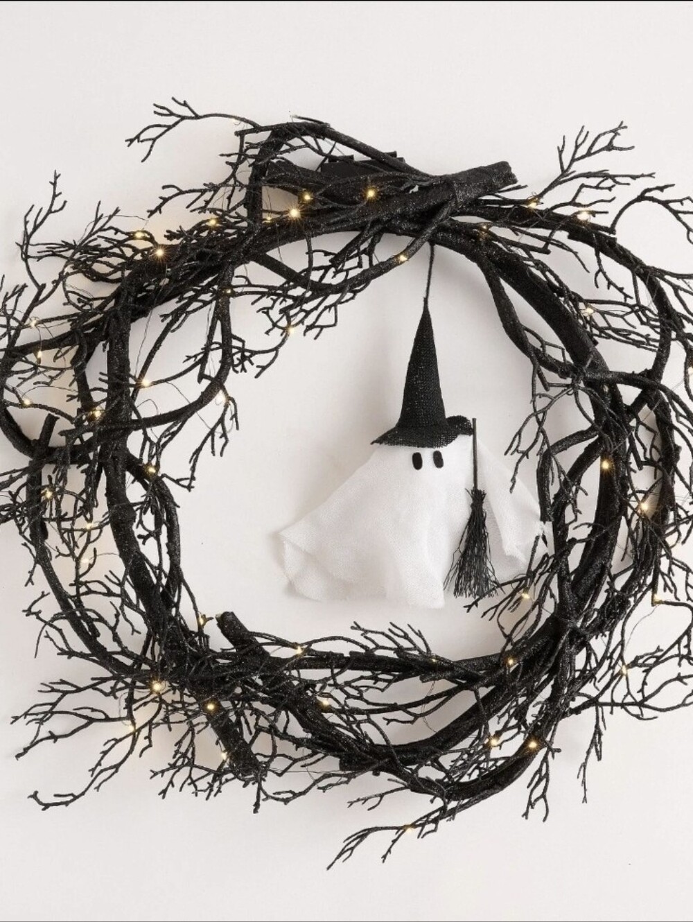 Pottery Barn Lit Ghost Witch Wreath, Halloween Decoration